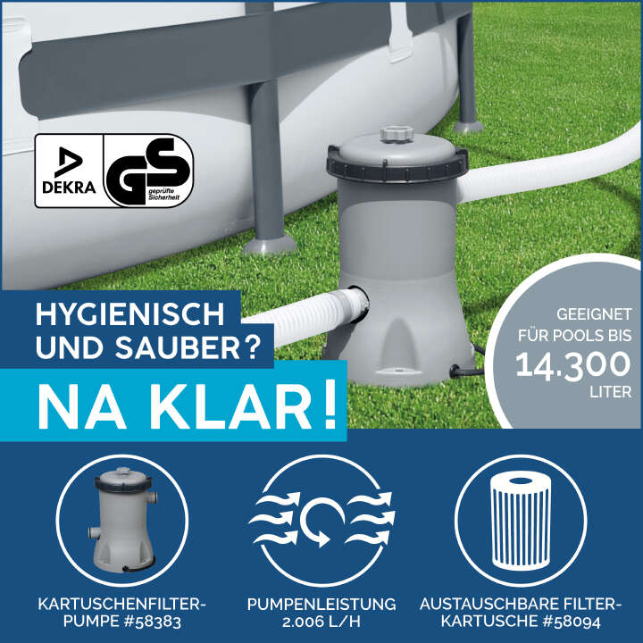 Bestway Steel Pro MAX™ Frame Pool Set mit Filterpumpe rund 366 x 100 cm